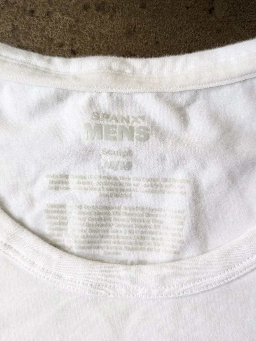 Spanx Men's Scult Cotton Spandex Tank, size S, bright white
